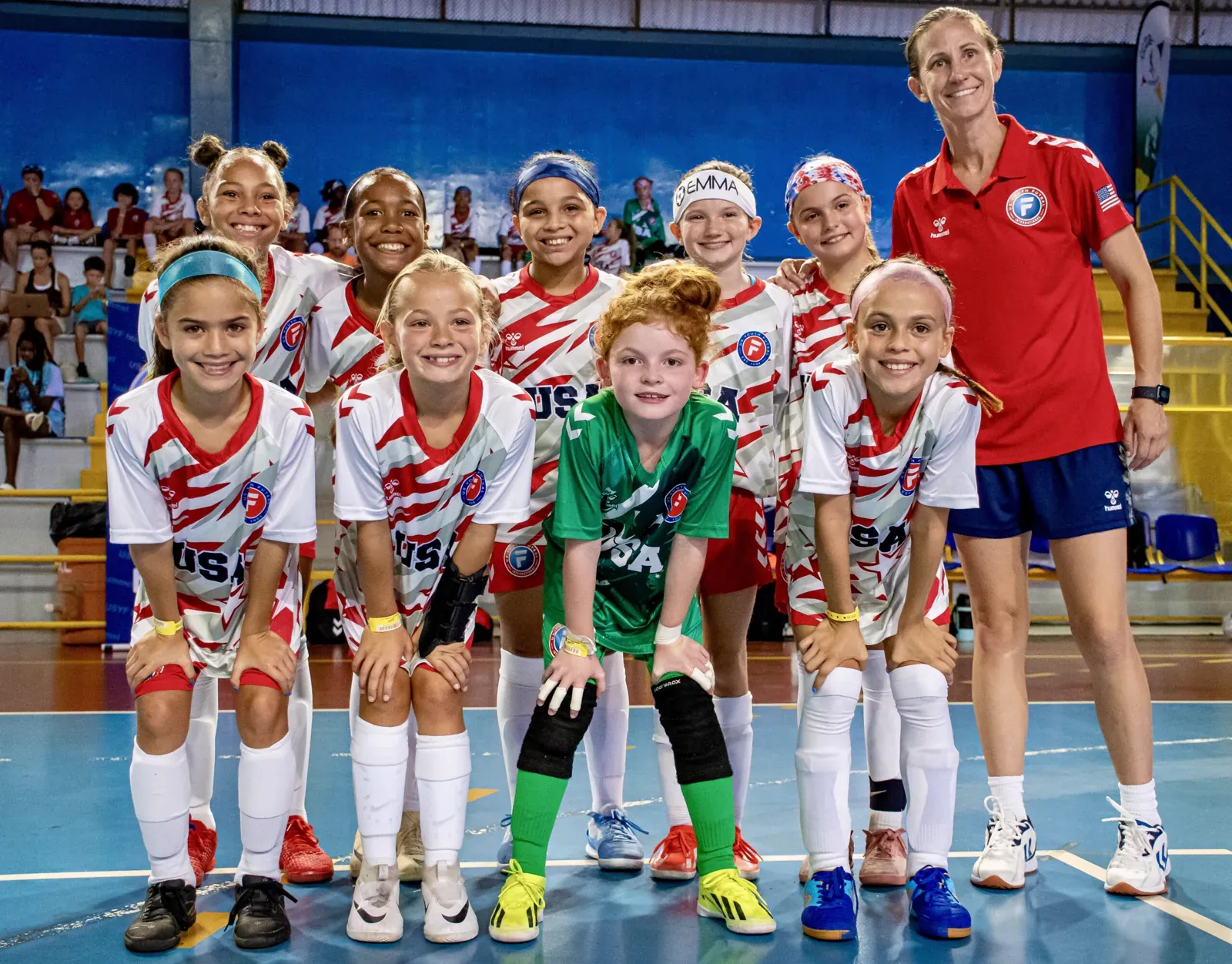 Lions players in USA kit with US Youth Futsal